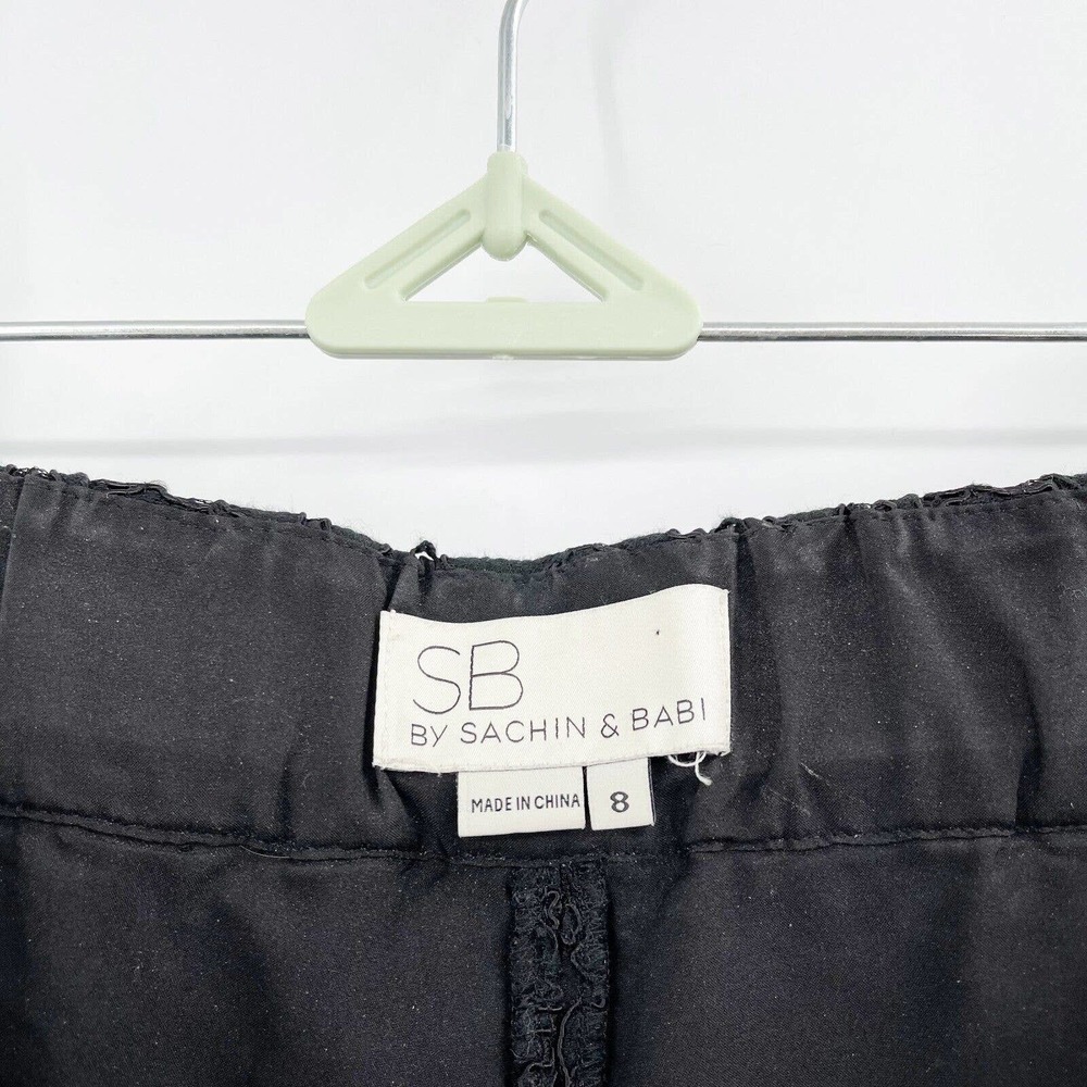 SB by Sachin & Babi Lace Wide-Leg‎ Pants Black Size 8 High Rise Side Zip Lined - Picture 6 of 10